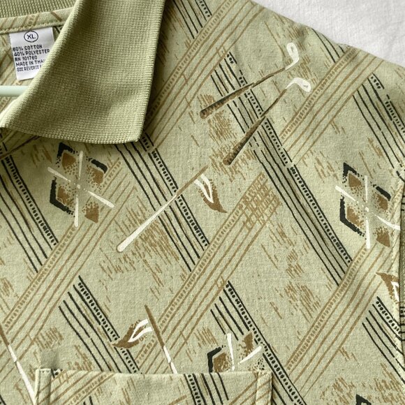 Michael Austin Golf Shirt Mens Size XL Vintage New All Over Print Clubs Flag NWT - Picture 8 of 13